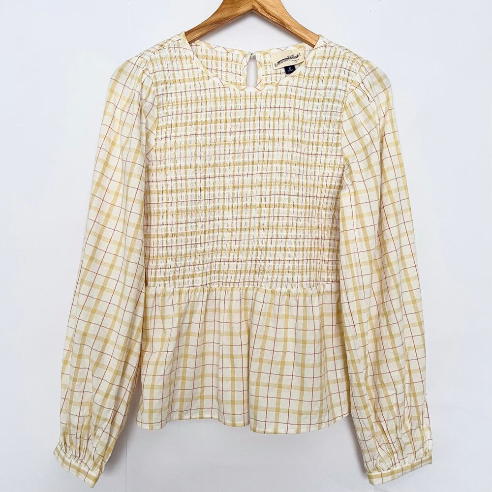 Universal Thread Smocked Peasant Top Bishop Sleeves Cottagecore Size XS Yellow
